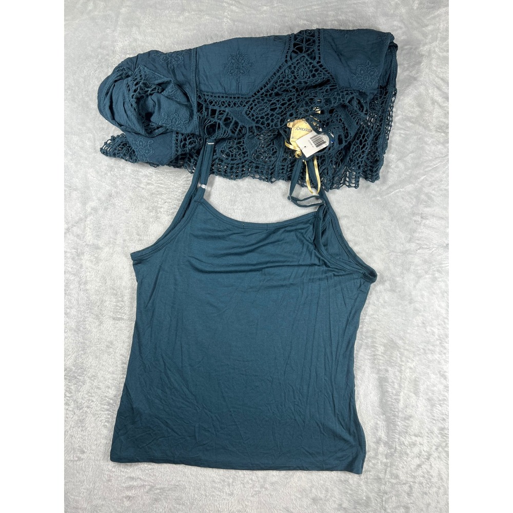 Democracy Womens Crochet Lace Embroidered Boho Top Teal Red B90263I5E XL Lot 2 - Picture 10 of 11